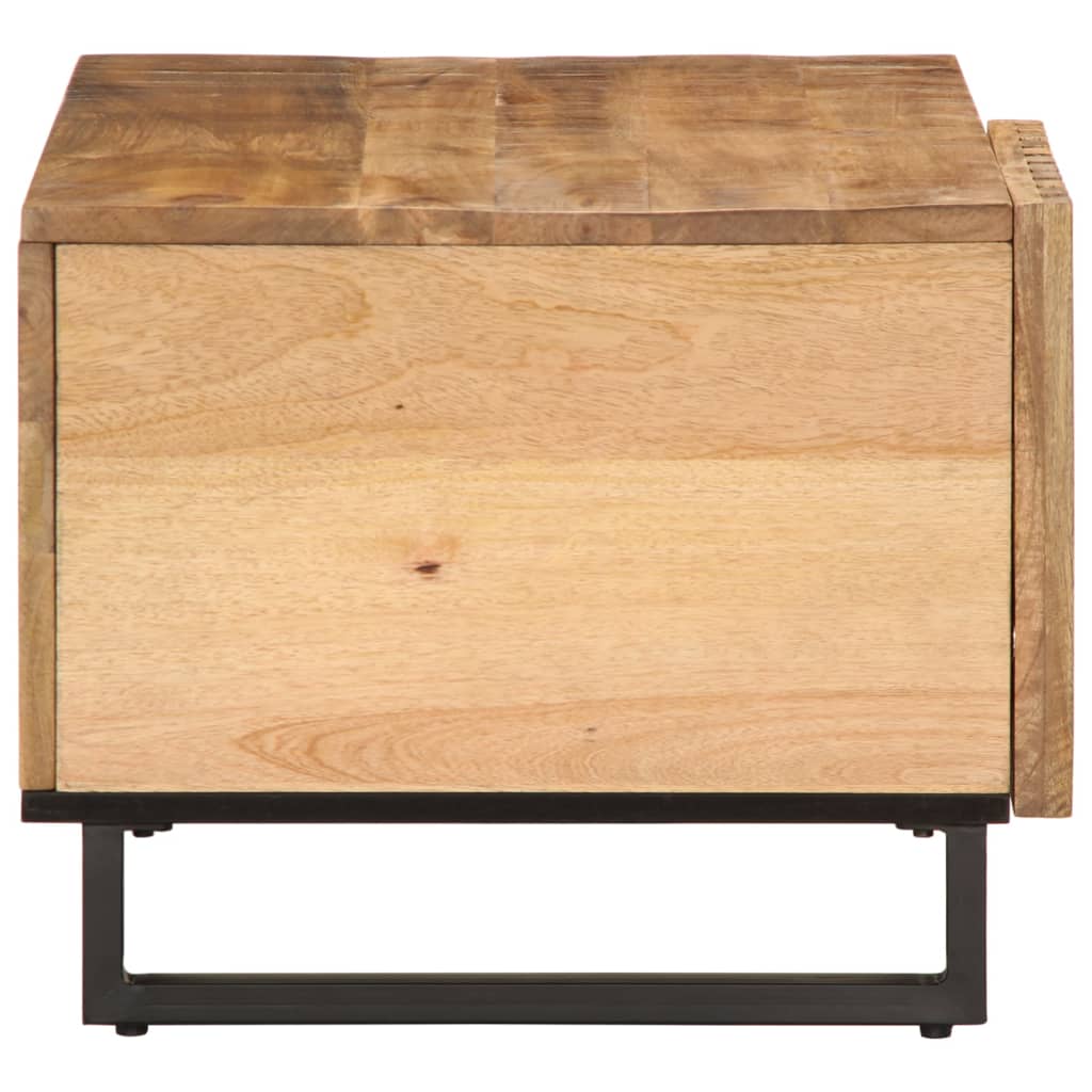 vidaXL Mesa de centro de madera maciza de mango rugosa 80x51x40 cm