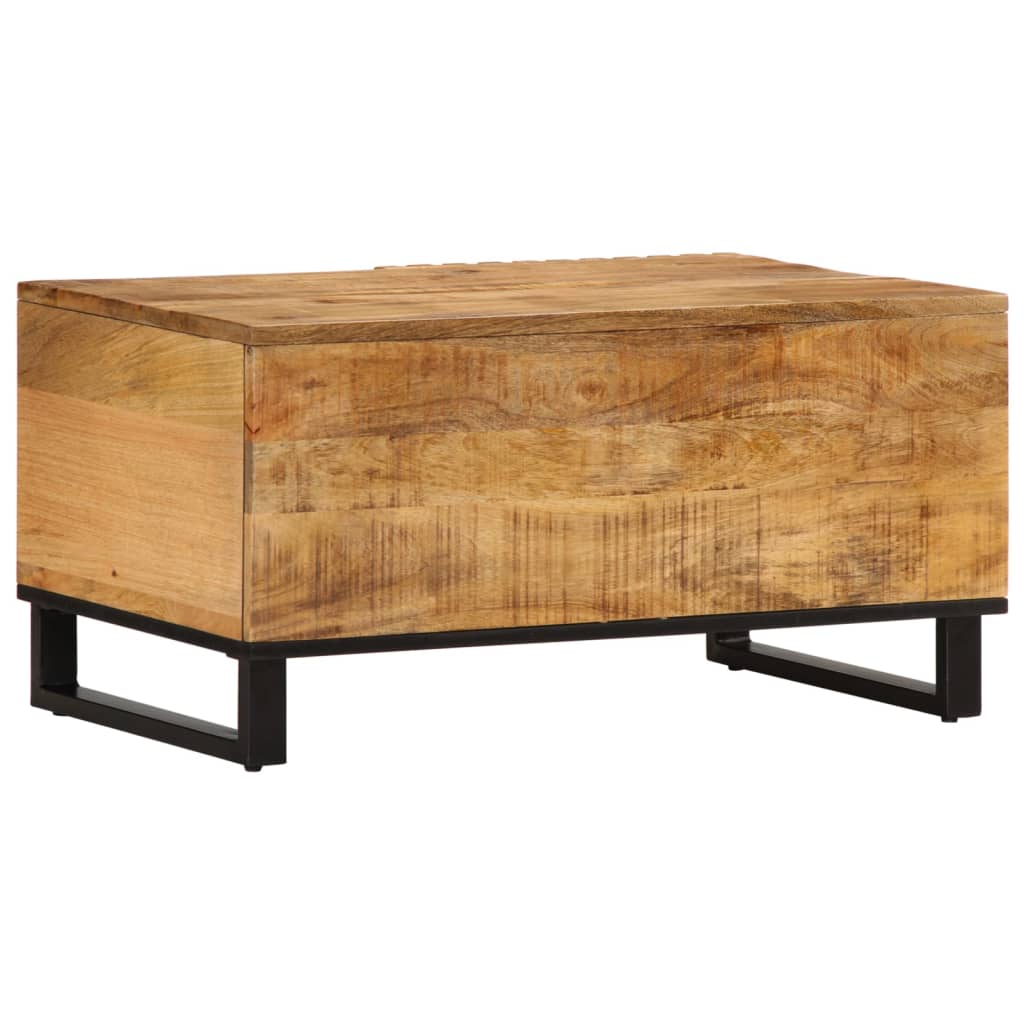 vidaXL Mesa de centro de madera maciza de mango rugosa 80x51x40 cm