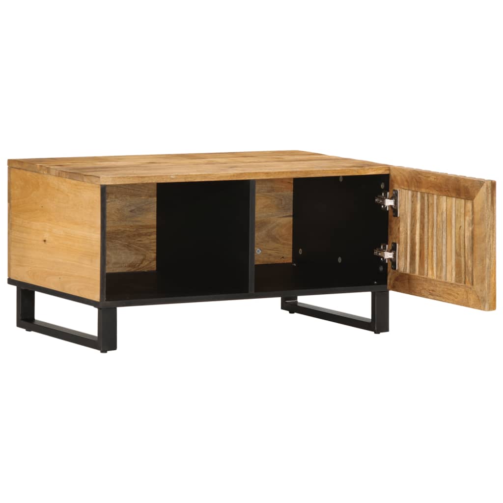 vidaXL Mesa de centro de madera maciza de mango rugosa 80x51x40 cm