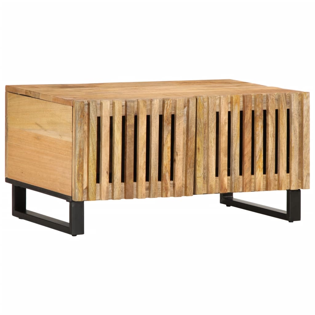 vidaXL Mesa de centro de madera maciza de mango rugosa 80x51x40 cm