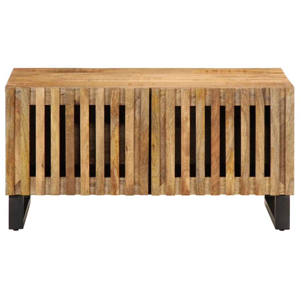 vidaXL Mesa de centro de madera maciza de mango rugosa 80x51x40 cm