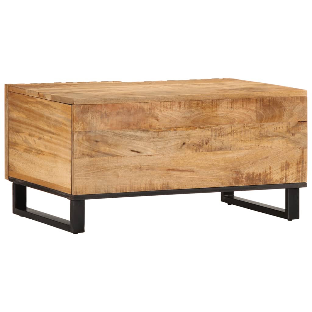 vidaXL Mesa de centro de madera maciza de mango rugosa 80x51x40 cm