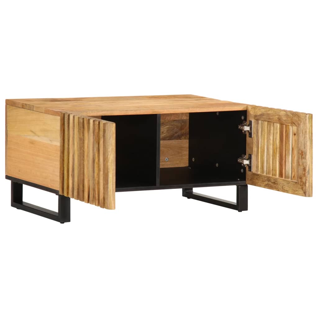 vidaXL Mesa de centro de madera maciza de mango rugosa 80x51x40 cm