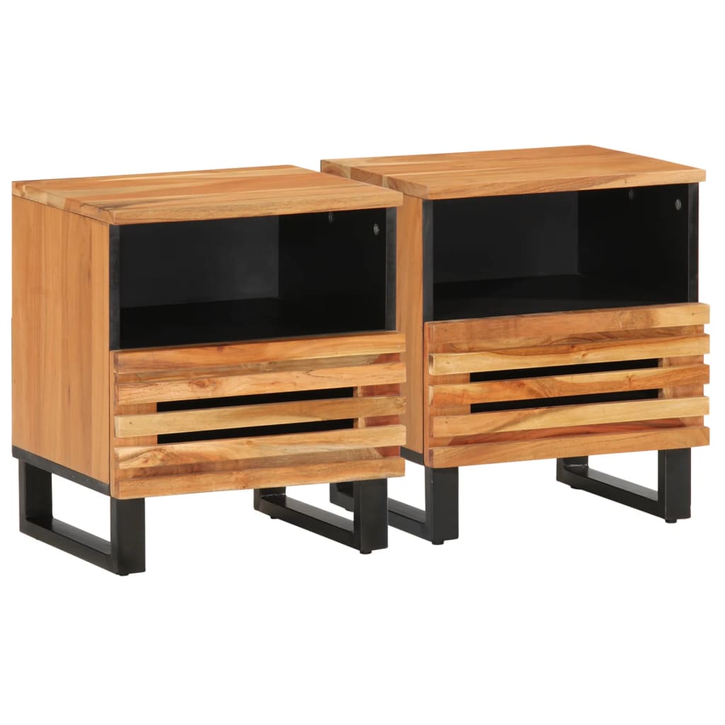 vidaXL Mesitas de noche 2 uds madera maciza de acacia 40x34x46 cm