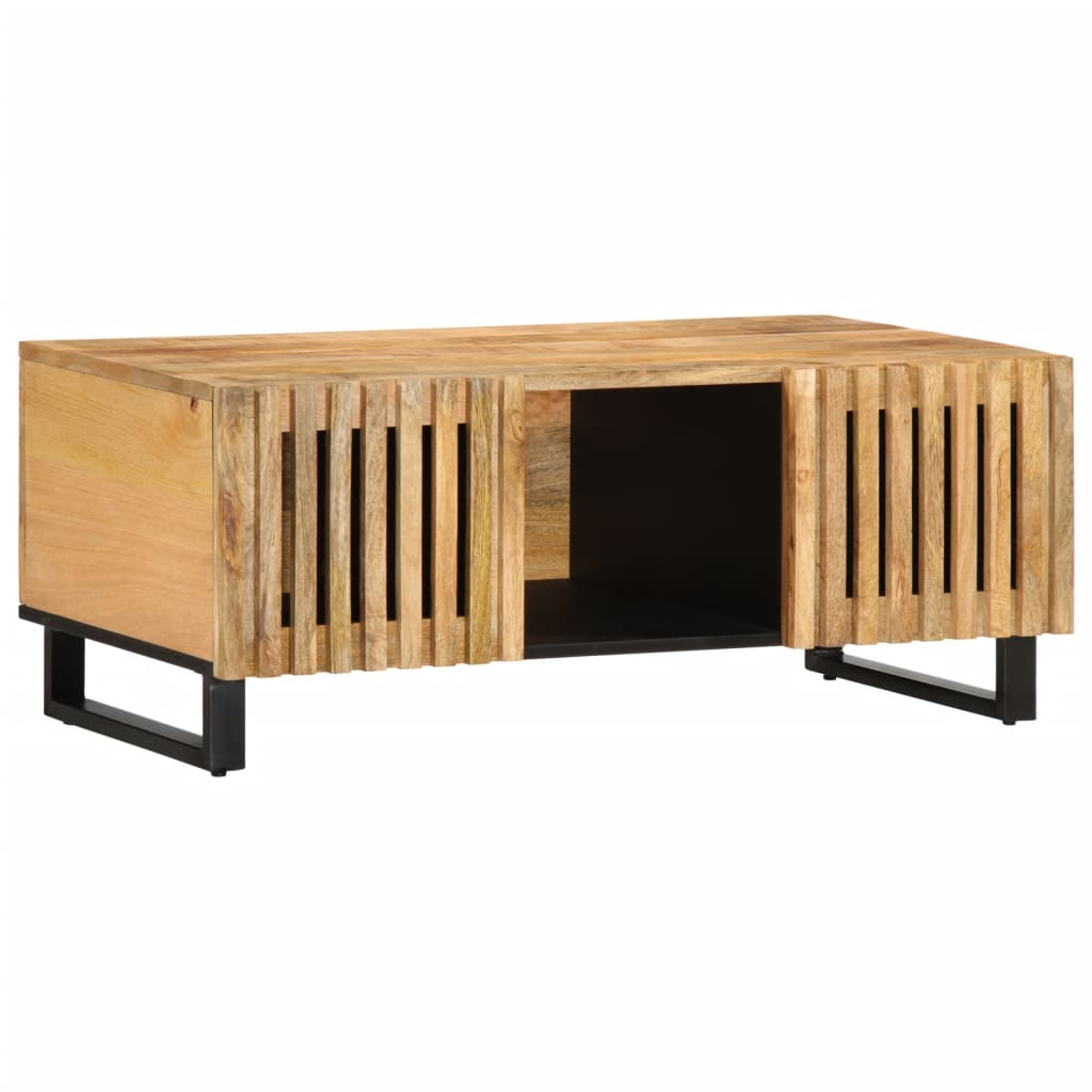 vidaXL Mesa de centro de madera maciza de mango rugosa 100x55x40 cm