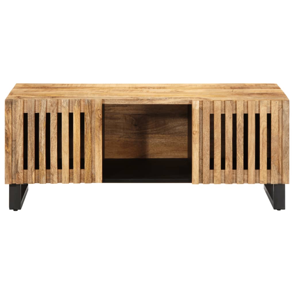 vidaXL Mesa de centro de madera maciza de mango rugosa 100x55x40 cm