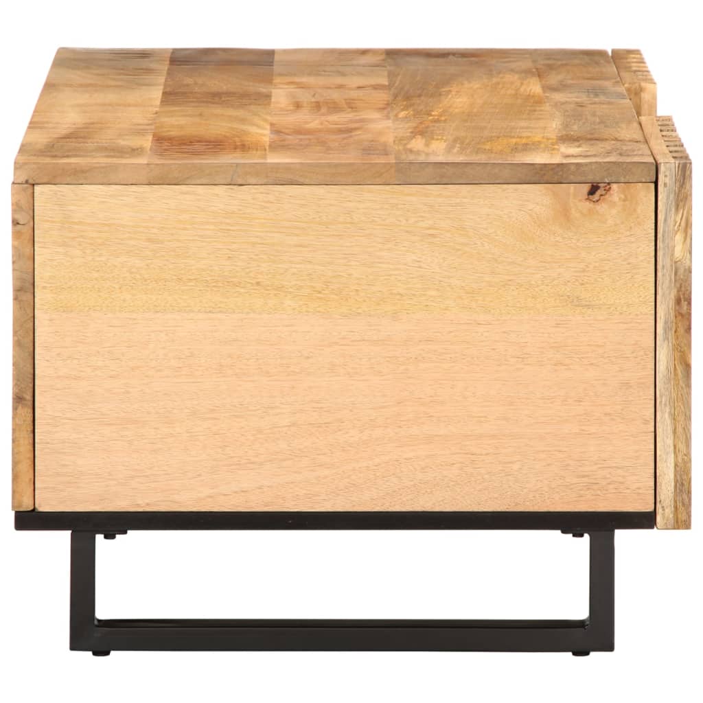 vidaXL Mesa de centro de madera maciza de mango rugosa 100x55x40 cm