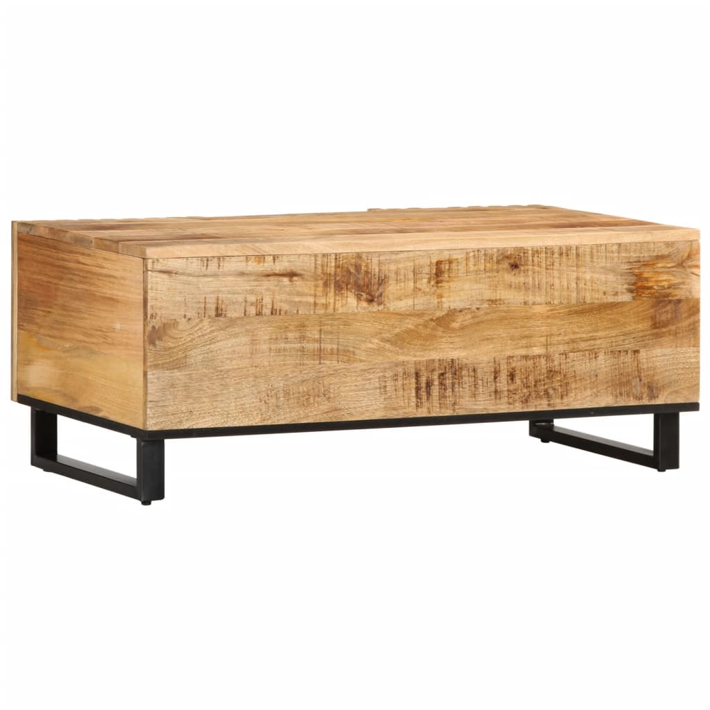 vidaXL Mesa de centro de madera maciza de mango rugosa 100x55x40 cm