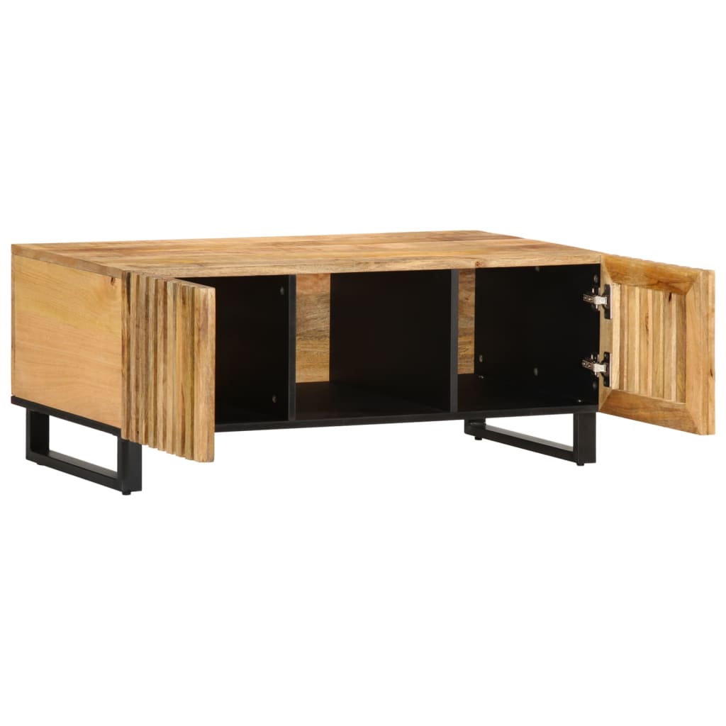 vidaXL Mesa de centro de madera maciza de mango rugosa 100x55x40 cm