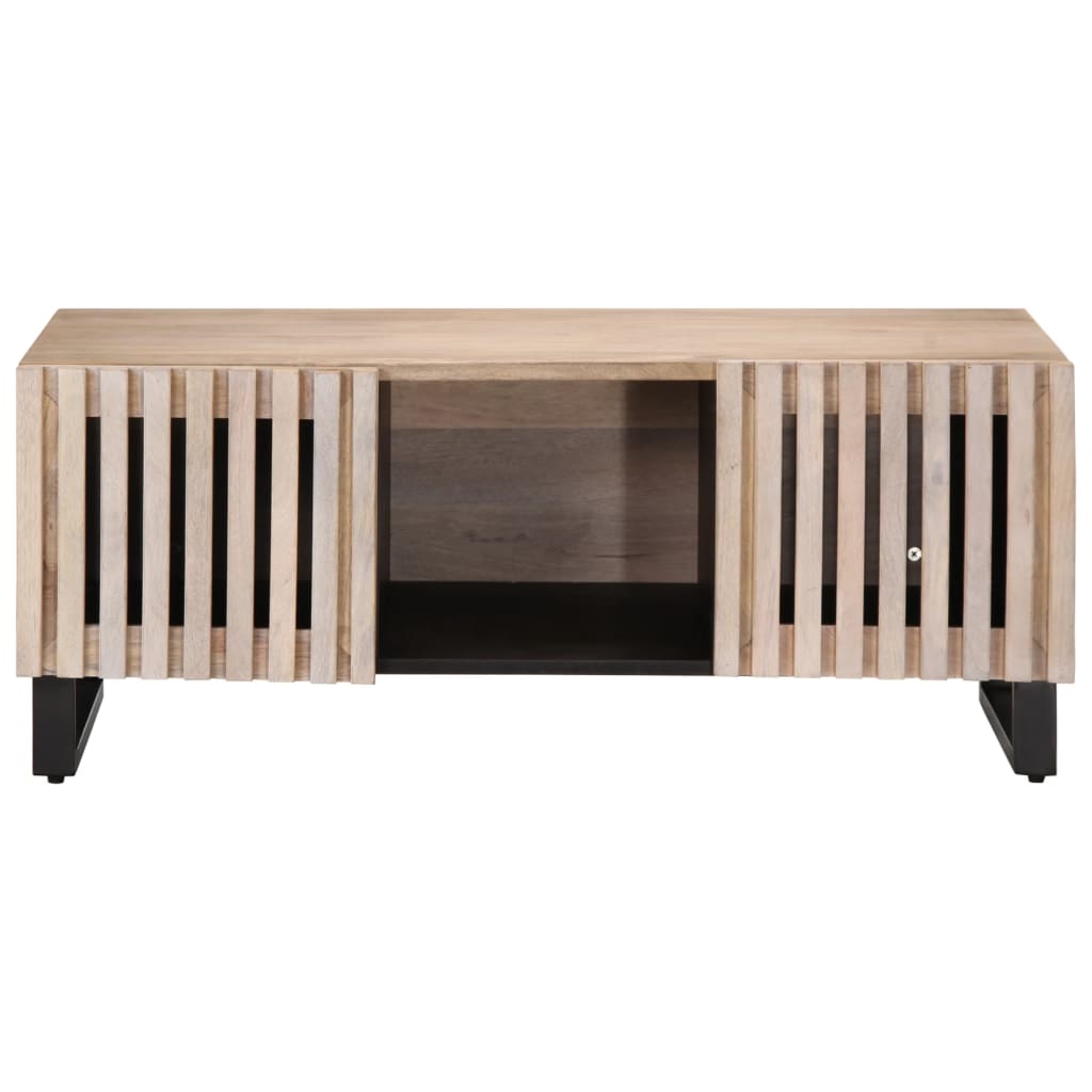 vidaXL Mesa de centro de madera maciza mango blanco 100x55x40 cm