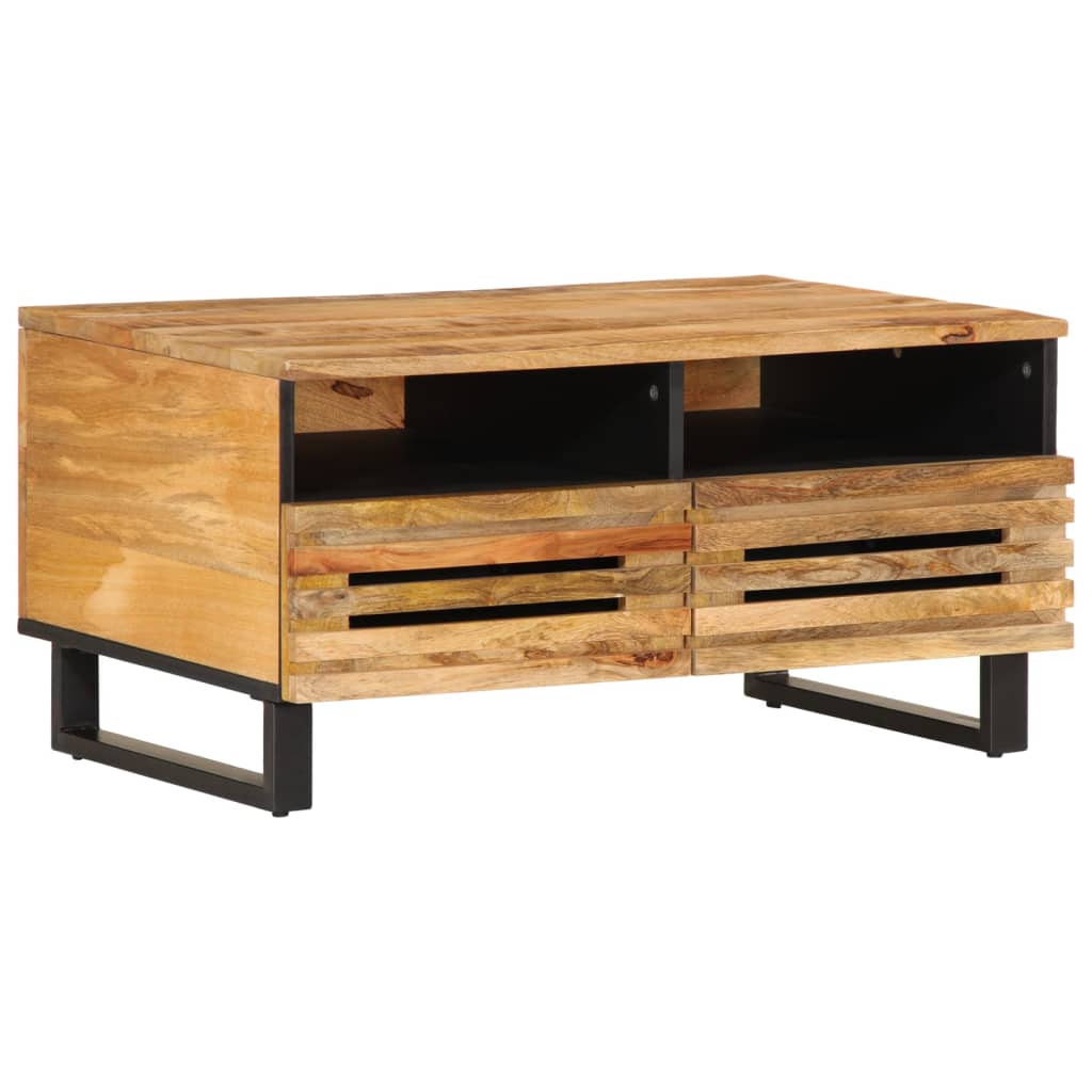 vidaXL Mesa de centro de madera maciza de mango rugosa 80x55x40 cm