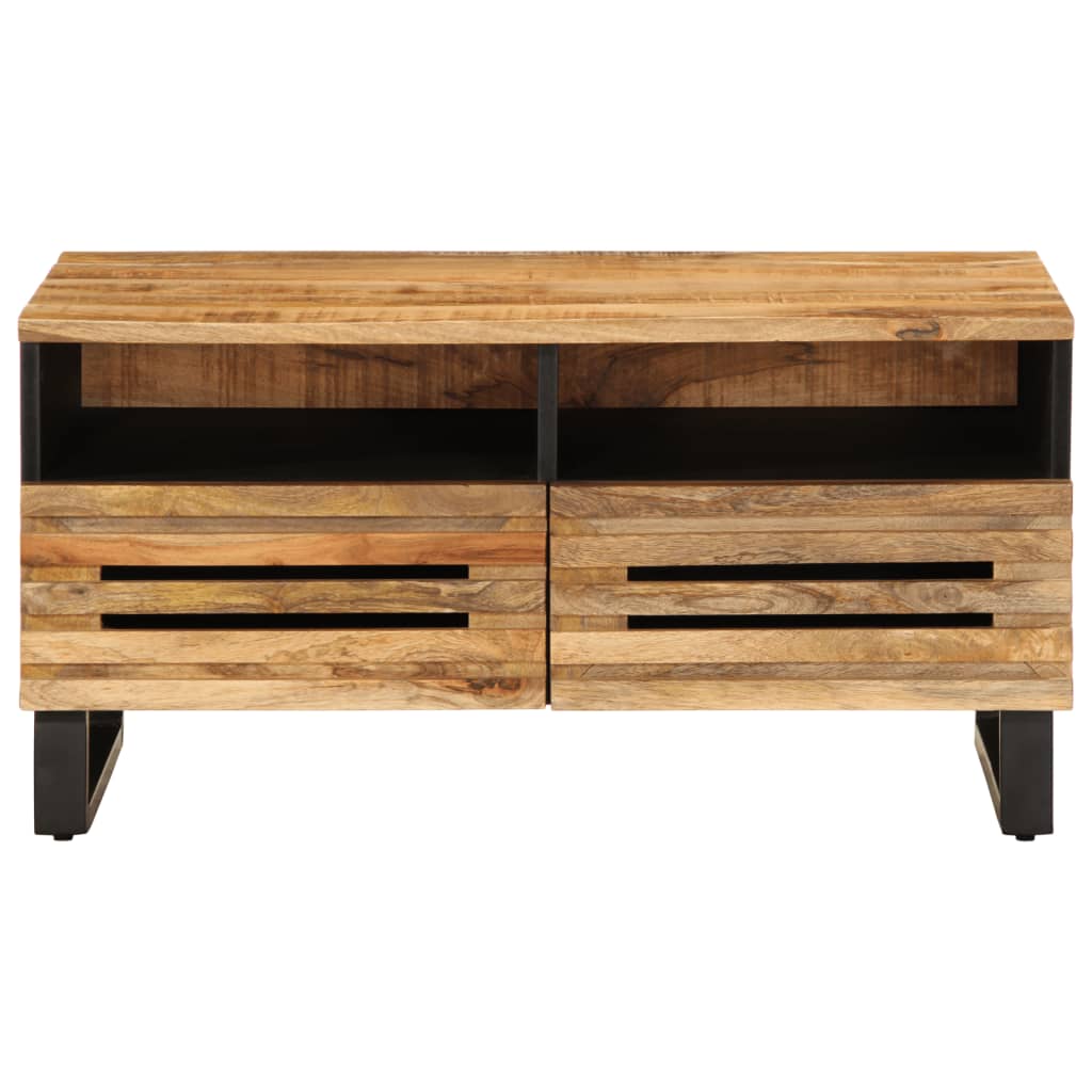 vidaXL Mesa de centro de madera maciza de mango rugosa 80x55x40 cm