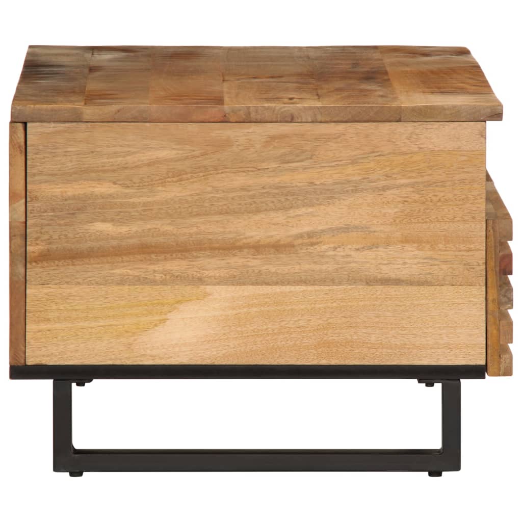 vidaXL Mesa de centro de madera maciza de mango rugosa 80x55x40 cm