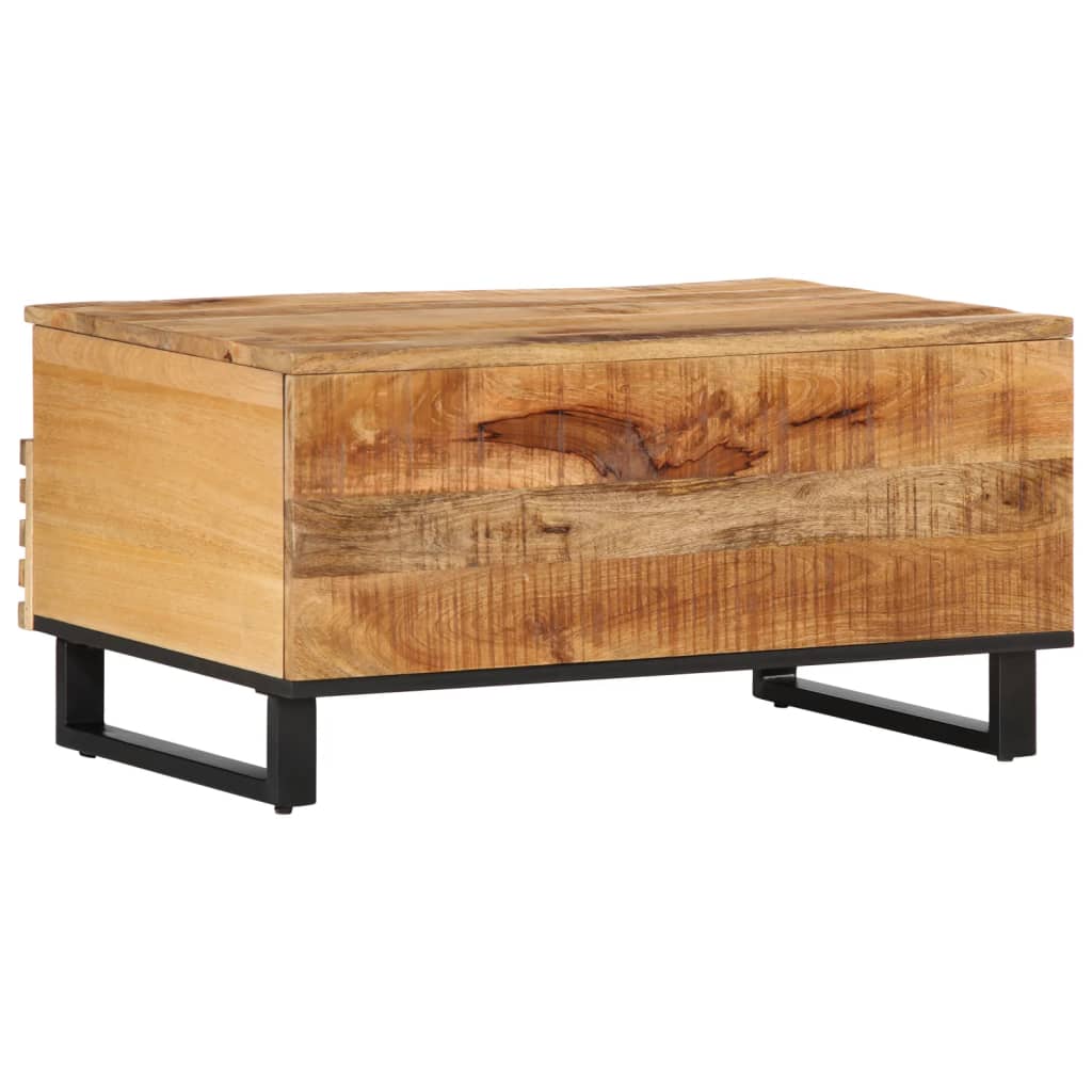 vidaXL Mesa de centro de madera maciza de mango rugosa 80x55x40 cm