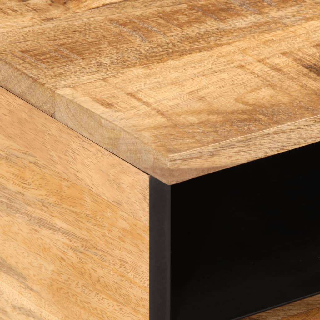 vidaXL Mesa de centro de madera maciza de mango rugosa 80x55x40 cm