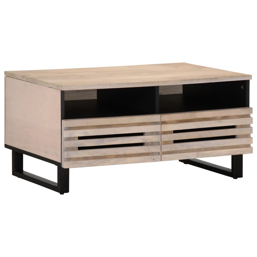 vidaXL Mesa de centro de madera maciza de mango 80x55x40 cm