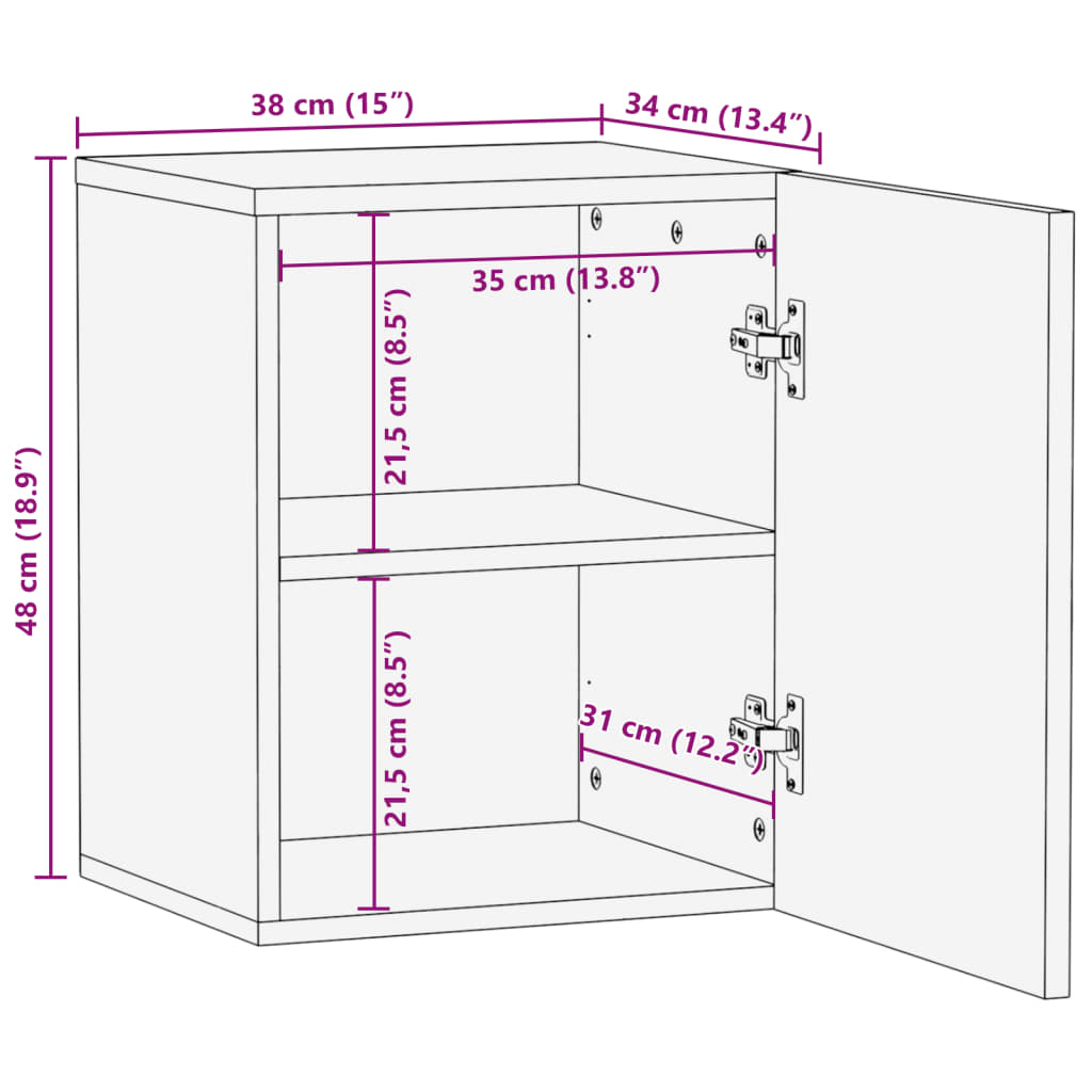 vidaXL Armario de lavabo para baño madera maciza de mango 38x34x48 cm