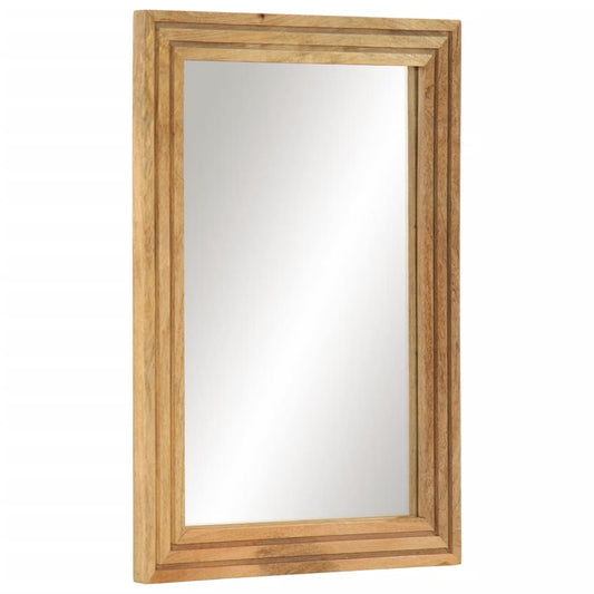 vidaXL Espejo de baño madera maciza mango rugosa y vidrio 50x70 cm