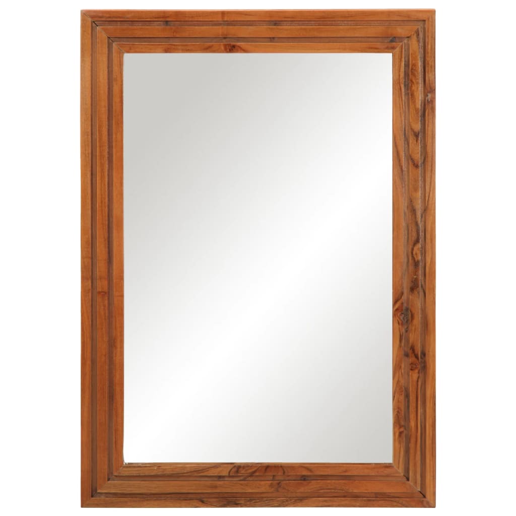 vidaXL Espejo de baño madera maciza de acacia y vidrio 50x70 cm