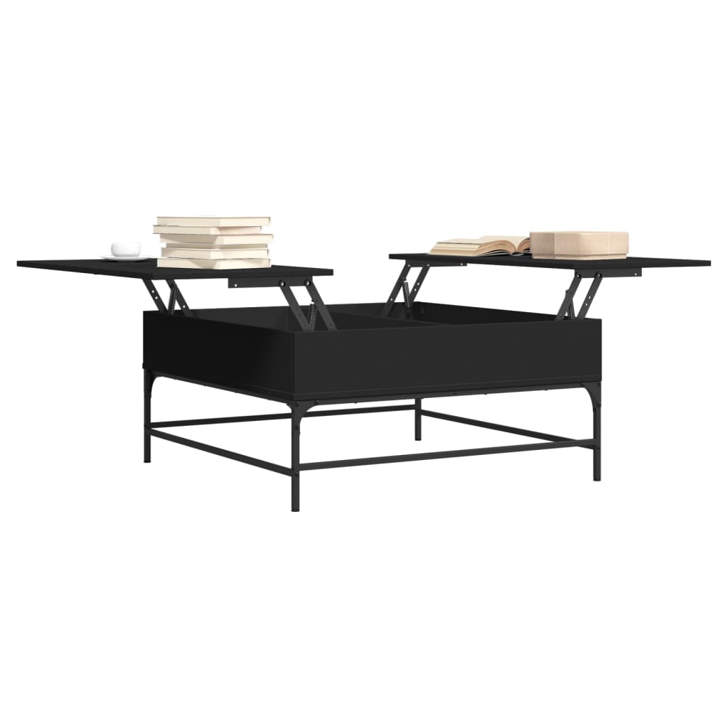 vidaXL Mesa de centro madera de ingeniería y metal negro 95x95x45 cm