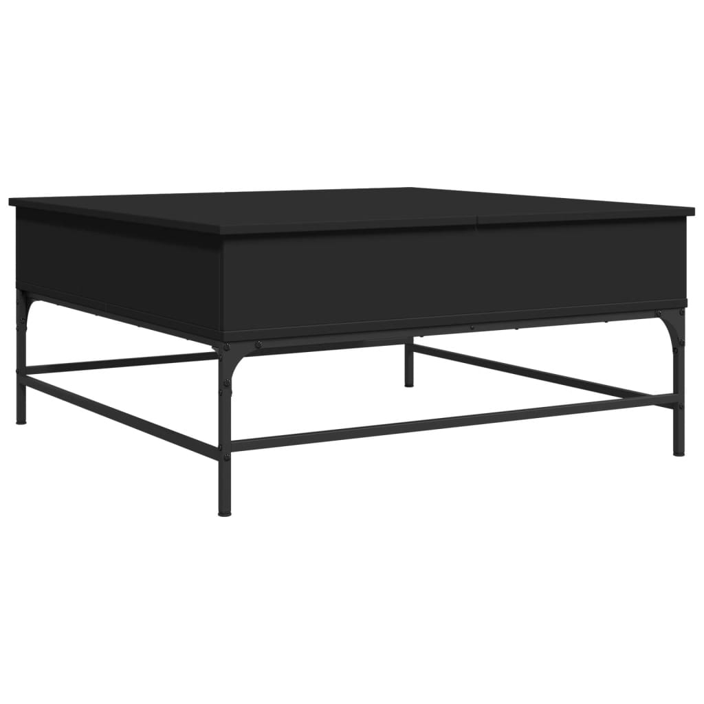 vidaXL Mesa de centro madera de ingeniería y metal negro 95x95x45 cm