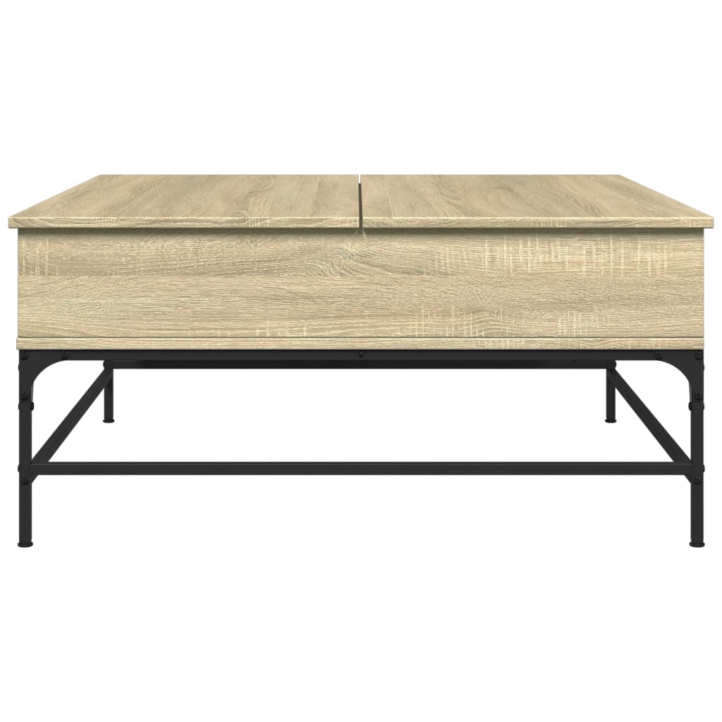 vidaXL Mesa de centro madera ingeniería metal roble Sonoma 95x95x45 cm