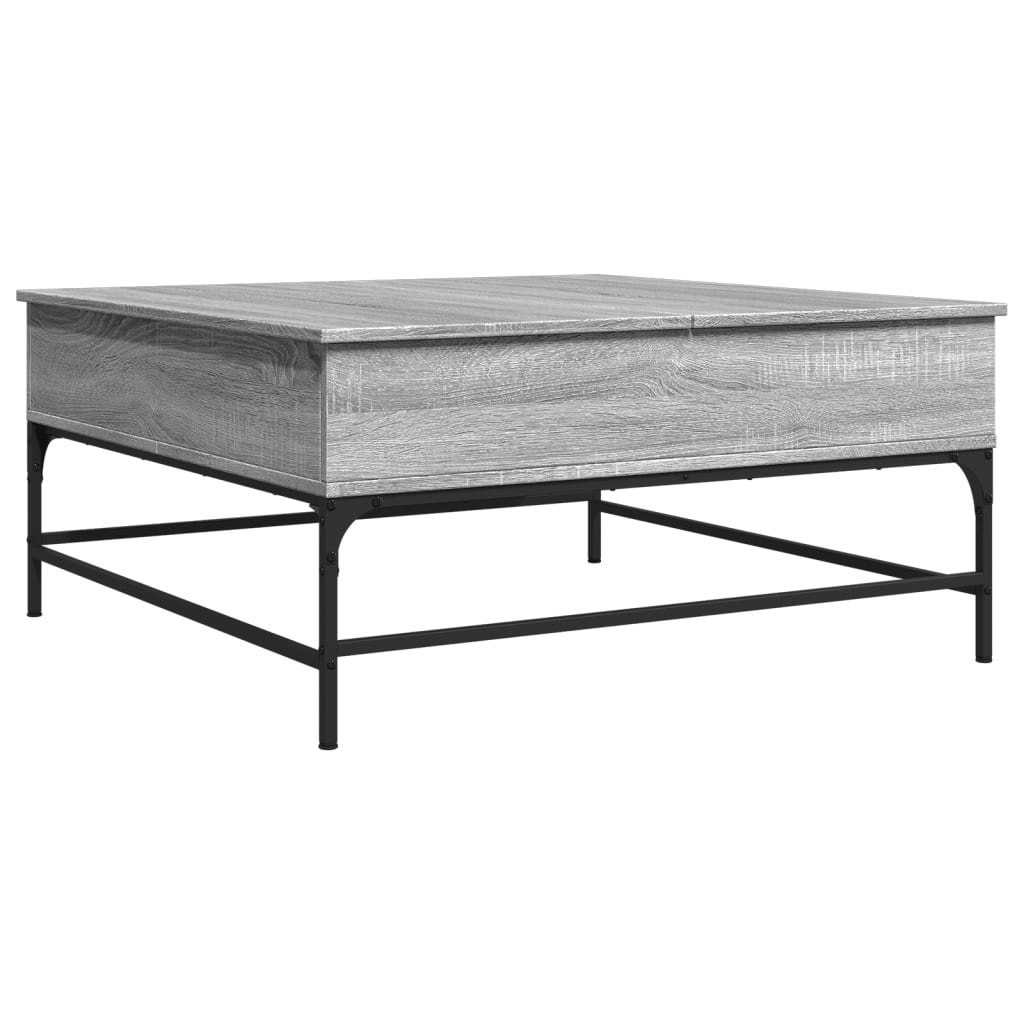 vidaXL Mesa de centro madera ingeniería metal gris Sonoma 95x95x45 cm