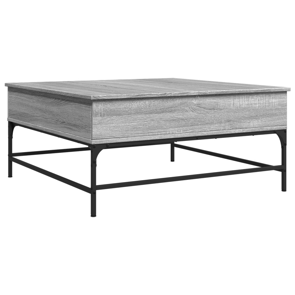 vidaXL Mesa de centro madera ingeniería metal gris Sonoma 95x95x45 cm