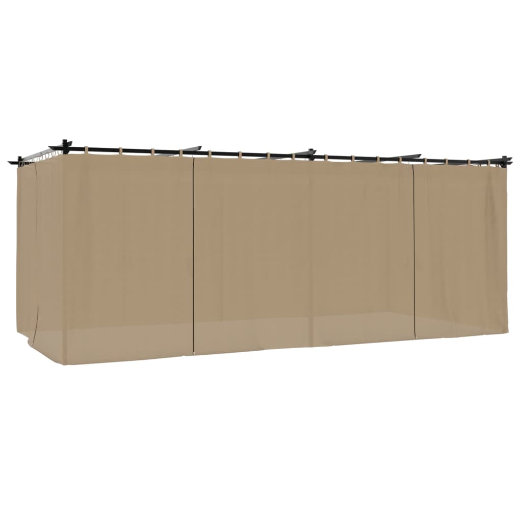 vidaXL Cenador con cortinas acero taupe 6x3 m