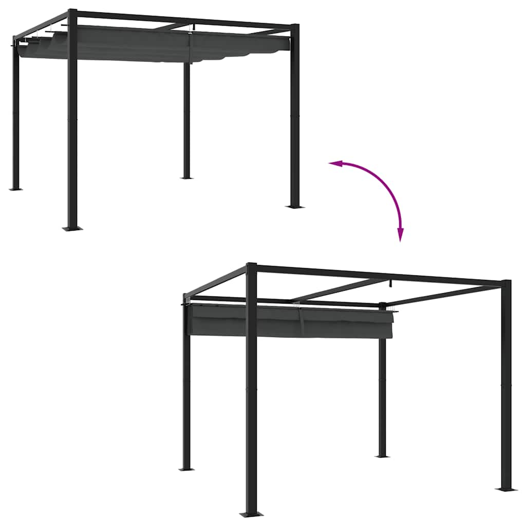 vidaXL Cenador de jardín con techo retráctil acero antracita 3x3 m