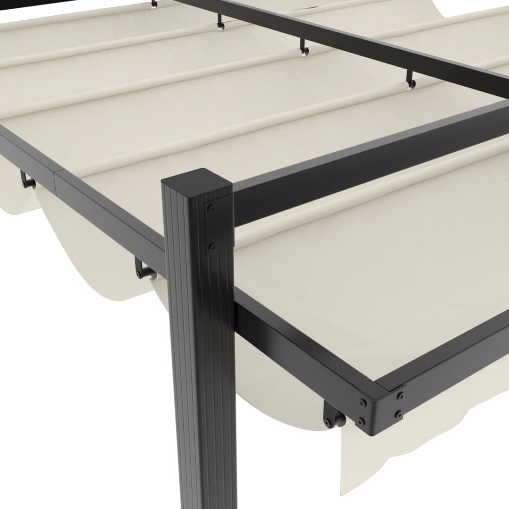 vidaXL Cenador de jardín con techo retráctil aluminio crema 3x3 m