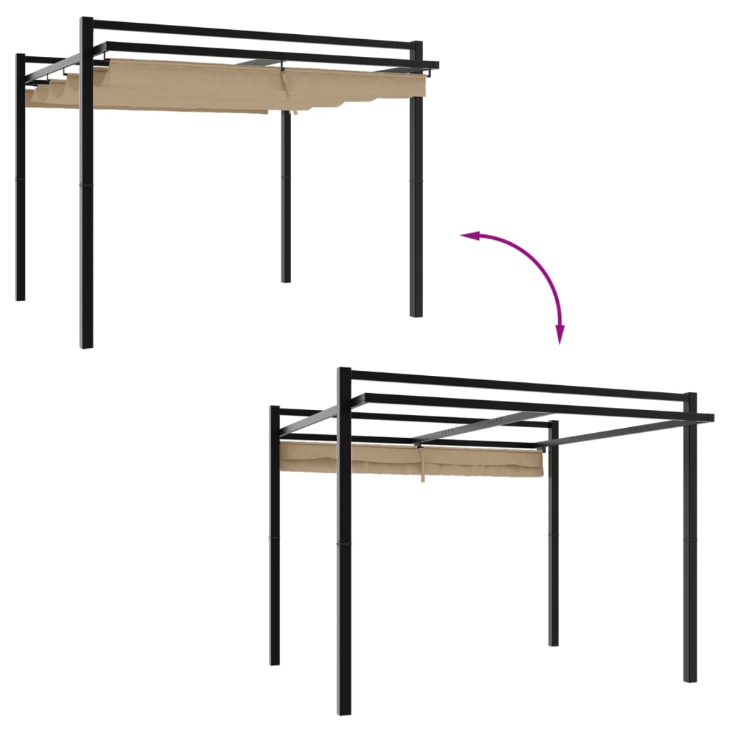 vidaXL Cenador de jardín con techo retráctil taupe 3x3 m