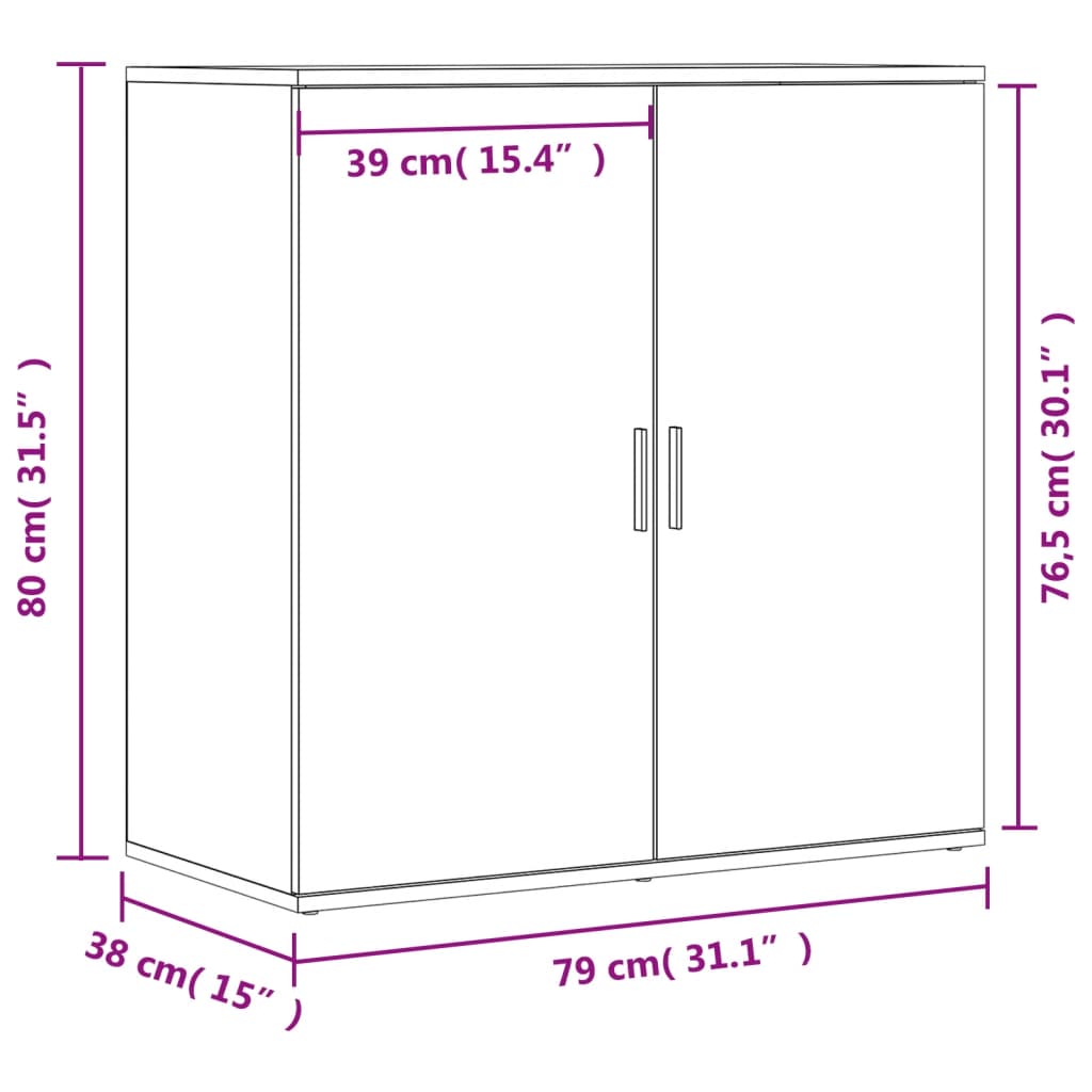 vidaXL Aparador de madera de ingeniería roble ahumado 79x38x80 cm