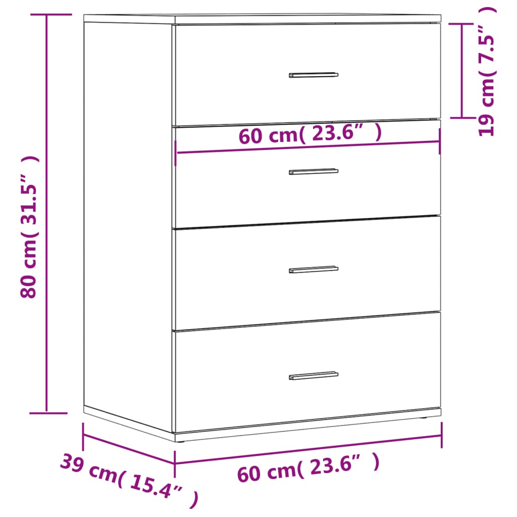 vidaXL Aparador de madera de ingeniería blanco 60x39x80 cm