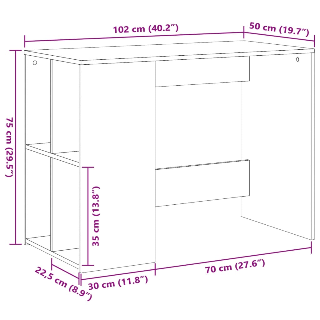 vidaXL Escritorio de madera de ingeniería blanco 102x50x75 cm