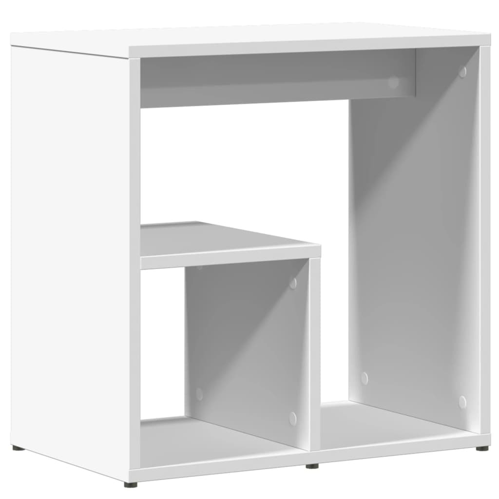 vidaXL Mesa auxiliar de madera contrachapada blanco 50x30x50 cm