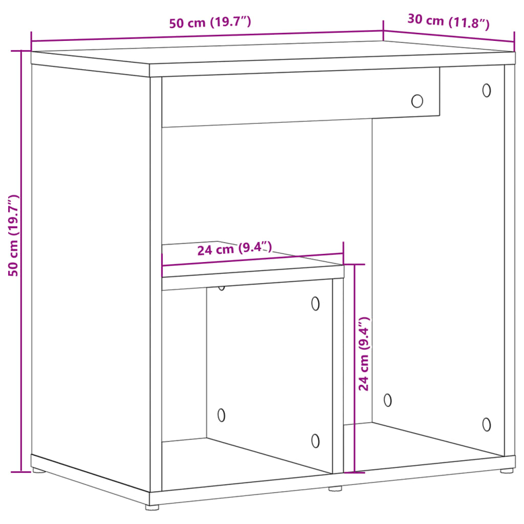 vidaXL Mesa auxiliar de madera contrachapada blanco 50x30x50 cm