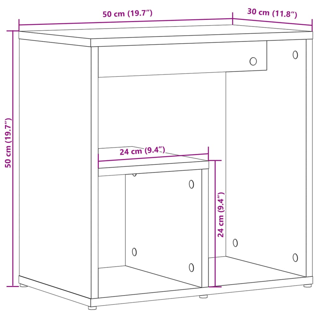 vidaXL Mesa auxiliar 2 uds madera ingeniería roble Sonoma 50x30x50 cm