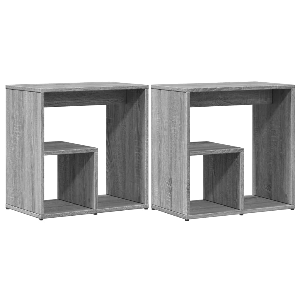 vidaXL Mesa auxiliar 2 uds madera ingeniería gris Sonoma 50x30x50 cm