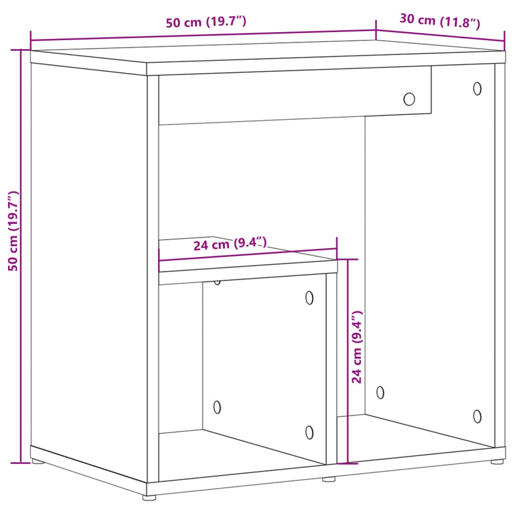 vidaXL Mesa auxiliar 2 uds madera ingeniería gris Sonoma 50x30x50 cm