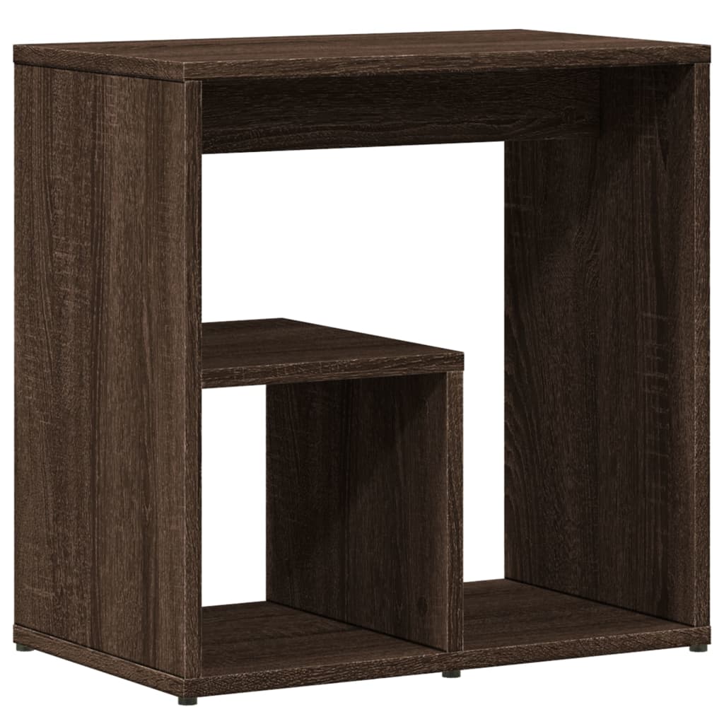 vidaXL Mesa auxiliar de madera contrachapada marrón roble 50x30x50 cm