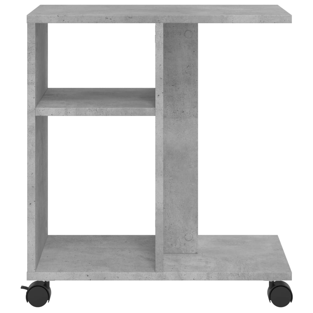 vidaXL Mesa auxiliar ruedas madera ingeniería gris hormigón 50x30x55cm