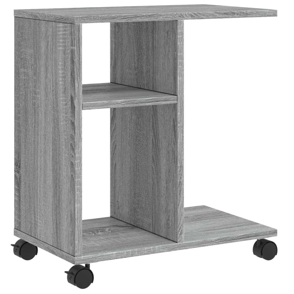 vidaXL Mesa auxiliar ruedas madera ingeniería gris Sonoma 50x30x55 cm