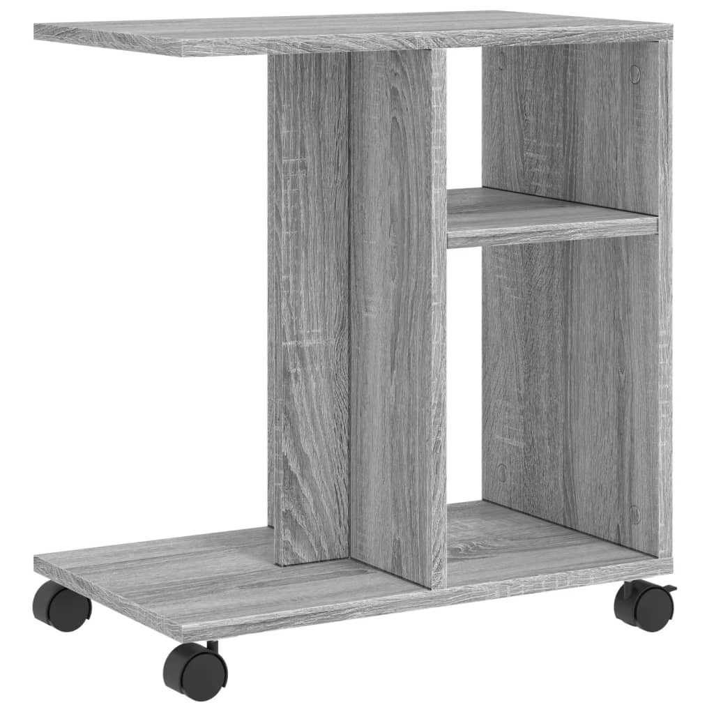 vidaXL Mesa auxiliar ruedas madera ingeniería gris Sonoma 50x30x55 cm