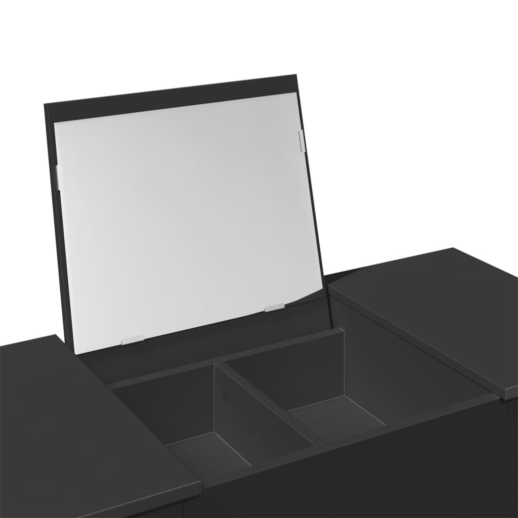 vidaXL Tocador con espejo negro 100x45x76 cm
