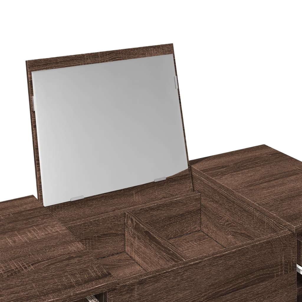 vidaXL Tocador con espejo color marrón roble 100x45x76 cm
