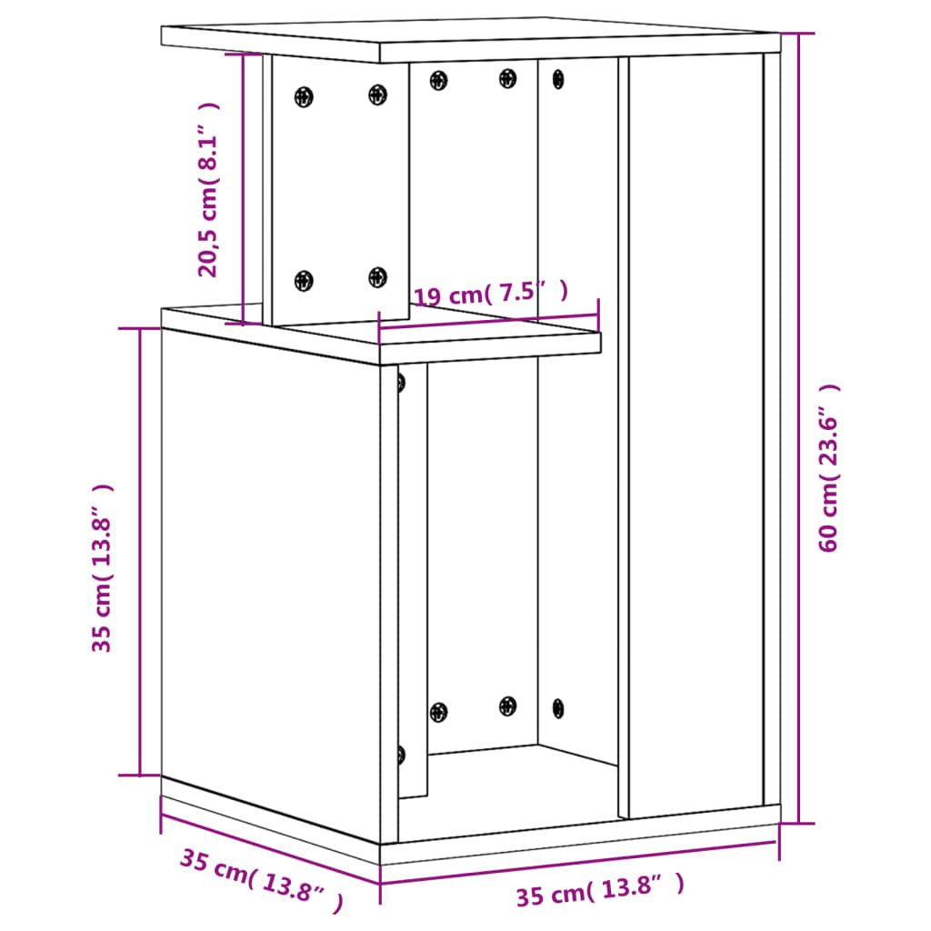 vidaXL Mesa auxiliar madera de ingeniería blanco 35x35x60 cm