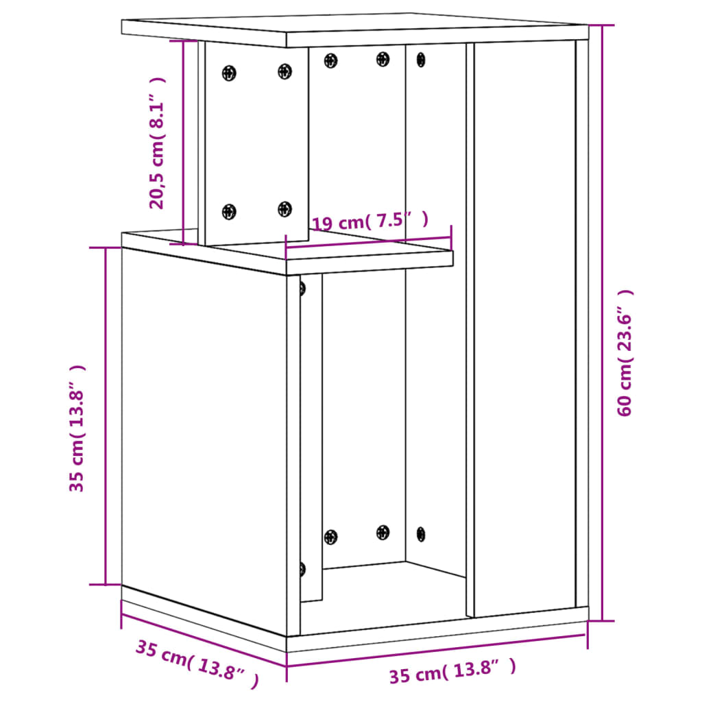 vidaXL Mesa auxiliar madera de ingeniería gris hormigón 35x35x60 cm