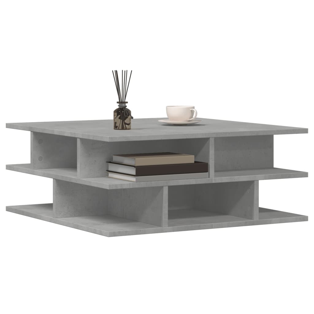 vidaXL Mesa de centro madera de ingeniería gris hormigón 70x70x29 cm