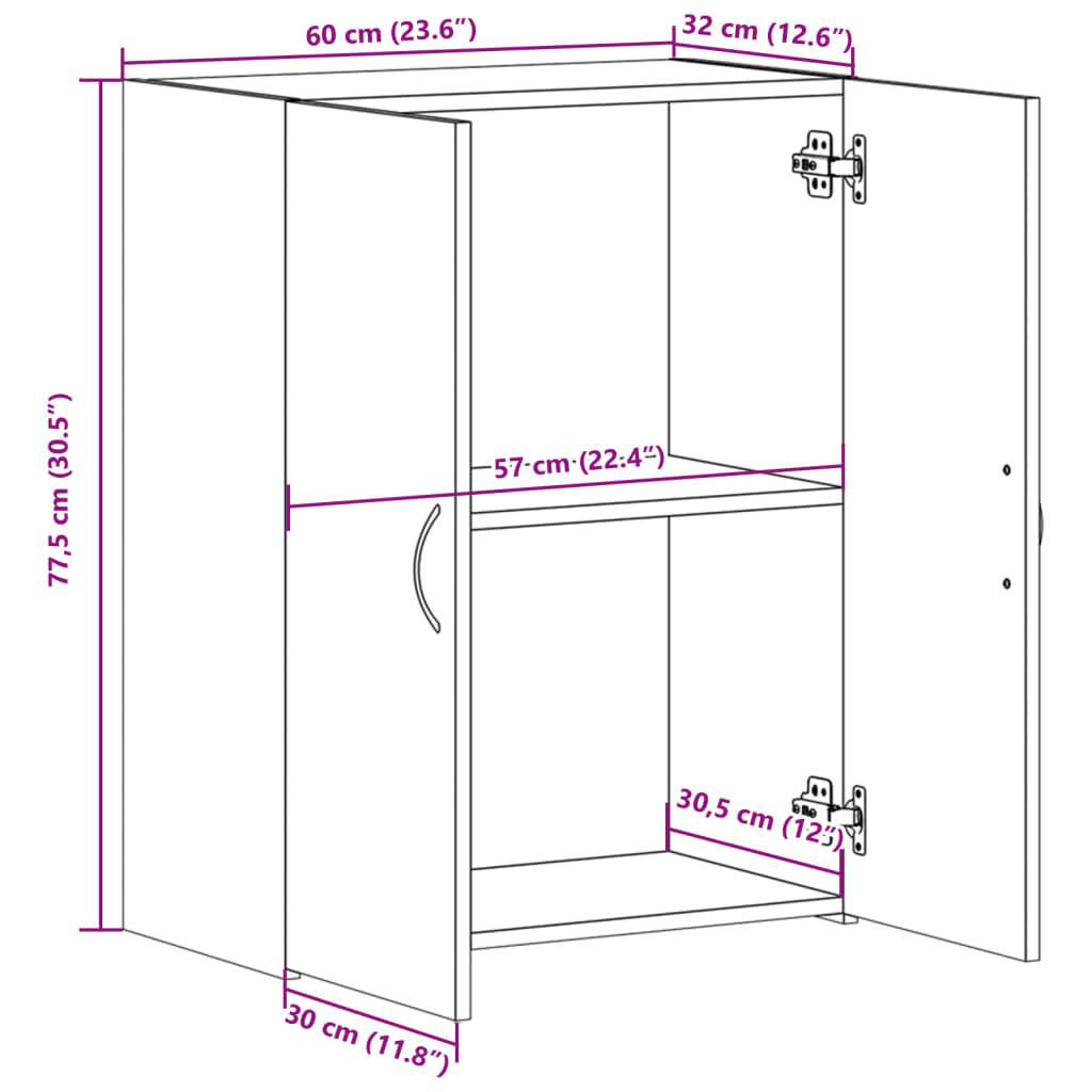 vidaXL Armario archivador madera de ingeniería blanco 60x32x77,5 cm